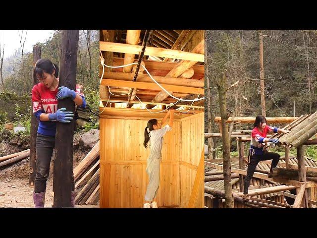 From winter to spring, the village girl built a bamboo house of her own from scratch