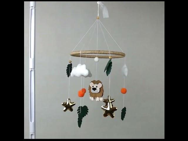 Музыкальный мобиль на кроватку "Львёнок" #lion #forkids #jungle #cloud #mobile #musicbox #metallik