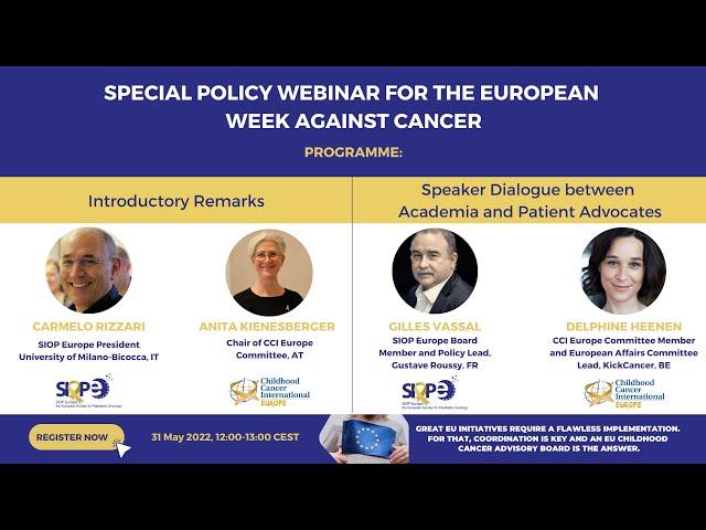 Special SIOP Europe & CCI Europe Webinar in the context of the European Week Against Cancer