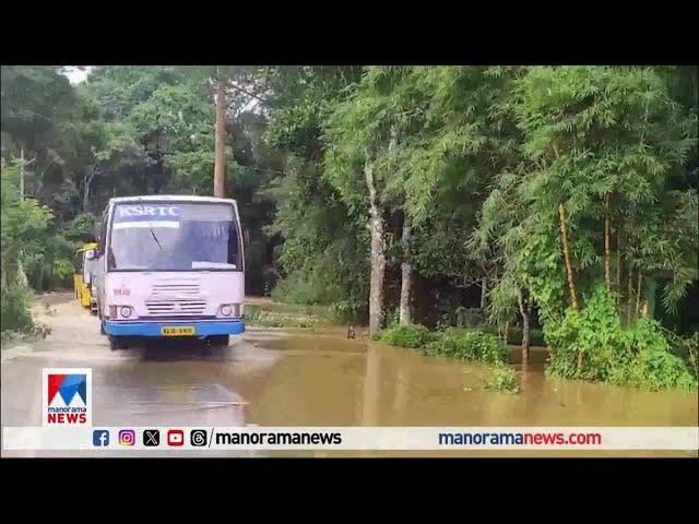 നൂല്‍പ്പുഴ കരകവിഞ്ഞു; റോഡിലേക്ക് വെള്ളം കയറി| Wayanad - Bathery - water