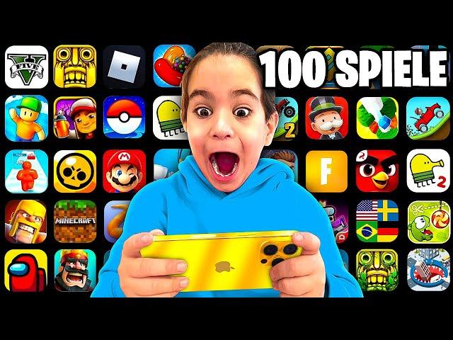 KLEINER JUNGE gewinnt 100 HANDY SPIELE in 100 MINUTEN!