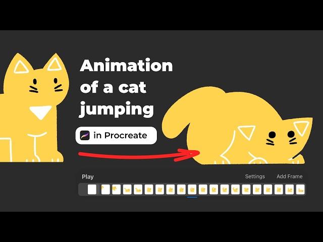 Let's animate a hunting cat jumping frame by frame [Procreate]