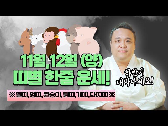 신점으로 보는 양력 11월,12월 띠별한줄운세 하반기 대박나세요! / 강남용한점집