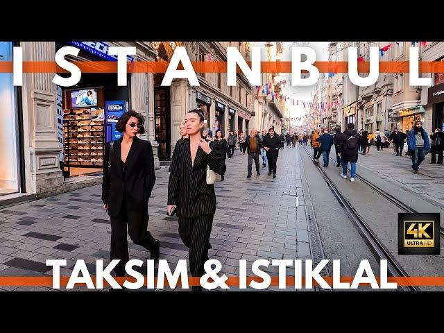 Istanbul Turkey 2023 Taksim Square,Istiklal Street 16 January 2023 Walking Tour | 4K ULTRA HD 60FPS