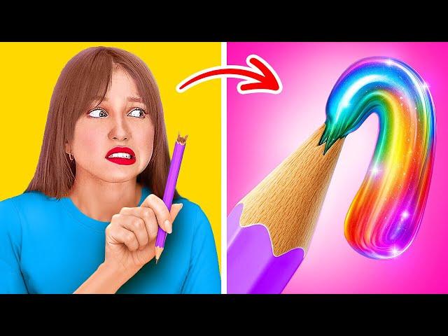 Student vs. Teacher Challenge!  Genius School Hacks & DIY Art by 123 GO! Infinity