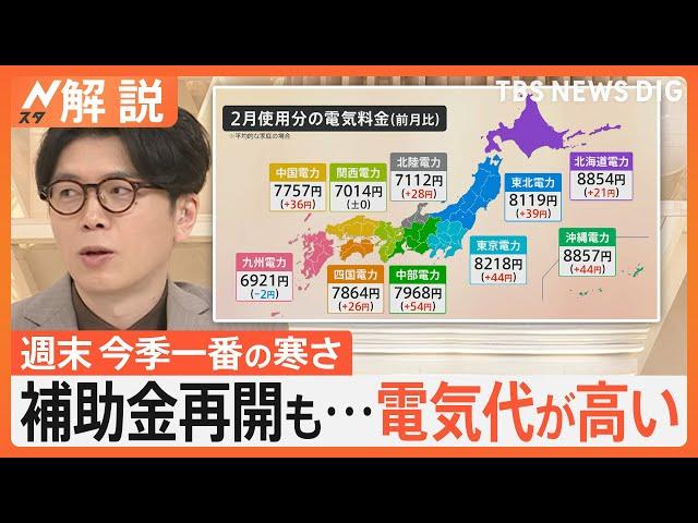 電気代 補助金再開も…高い 2月使用分は去年同時期から660円増に、週末には今季一番の寒さ 家電の節約術【Nスタ解説】｜TBS NEWS DIG