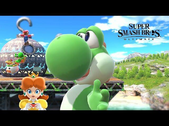 Super Smash Bros Ultimate Yoshi and Mario vs Bowser Jr at Great Bay CPU Lv 9