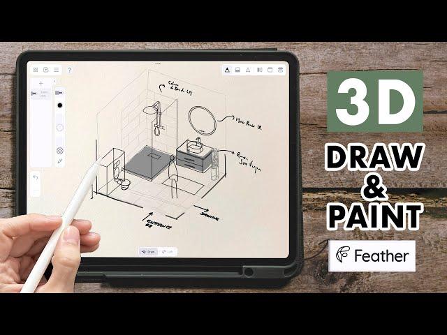 I SKETCH my bathroom in 3D!! - FEATHER 3D app guide & tutorial 