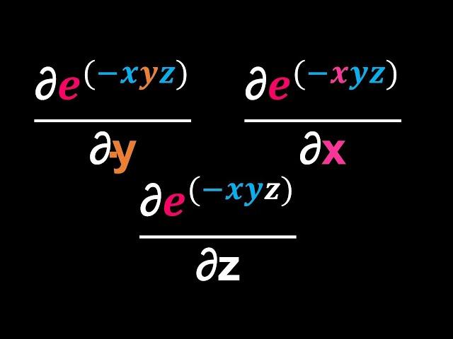 Partial derivatives of e^(-xyz)