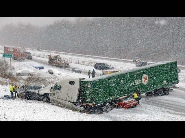 Chaos in Canada Today! Heavy Snow Storm Causes Traffic Crash in Alberta, Saskatoon