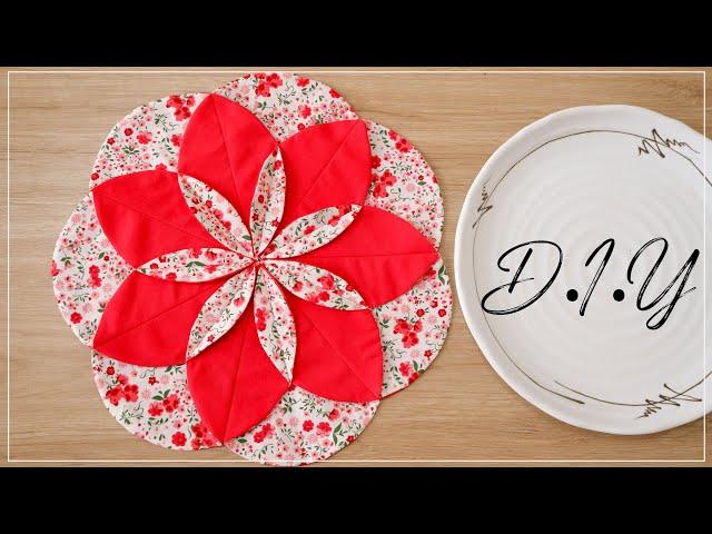 How To Make Fabric Folded Flower | DIY Placemat | Thuy Craft