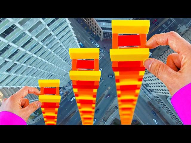 REVEALED: How tall can you build a domino tower in 3 minutes? #H5dominocommunity 1x1 Tower Challenge