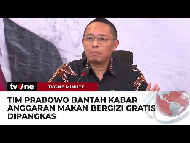 Tim Prabowo-Gibran Bantah Kabar Anggaran Makan Bergizi Gratis Dipangkas Jadi Rp7.500 | tvOne Minute