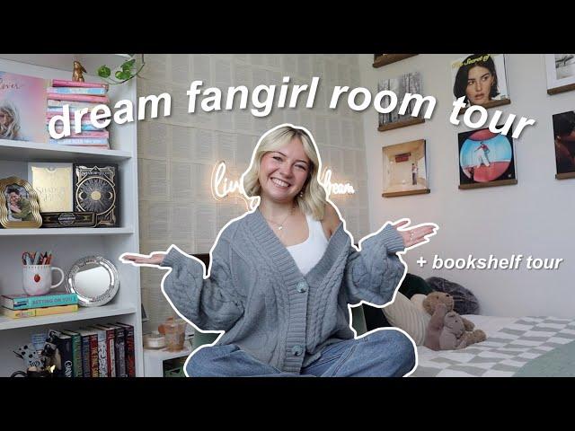 dream fangirl room tour! (my very bookish/fangirl coded room 2024) + bookshelf tour 🪩