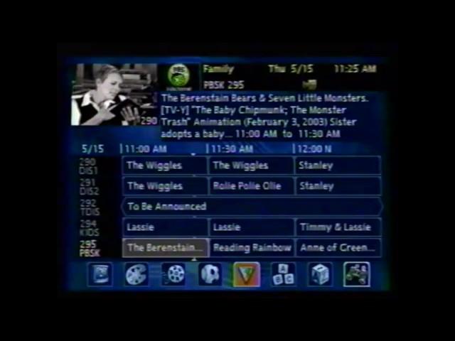 DirecTV channel guide clips from May 15, 2003