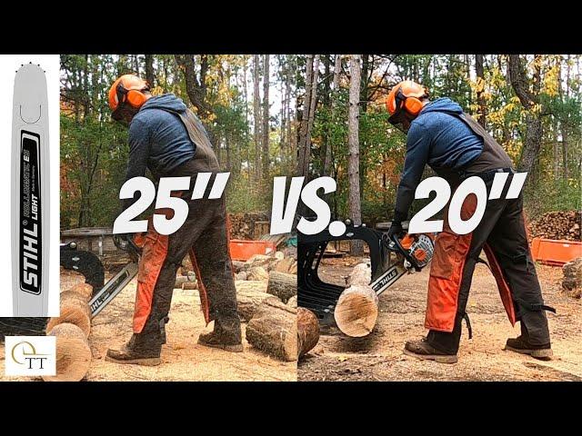 #104 Stihl Light Chainsaw Bar Test - 25 inch vs. 20 inch - Best for Bucking Rounds - Stihl MS 500i