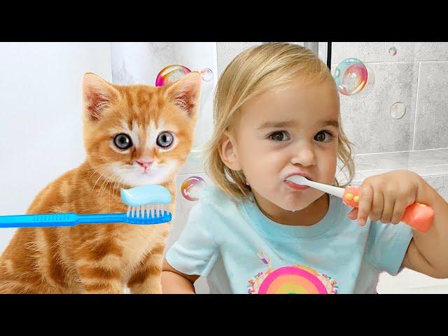 Alice and Mom learn and play morning routine