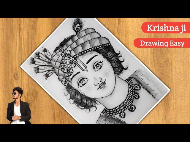 How To Draw Krishna Ji | Easy Trick | Step By Step | Pencil Drawing Tutorial | Lord Krishna Sketch