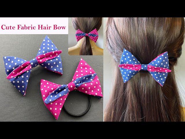  Super Cute Double Colour Fabric Bow Tutorial | How to Make a Hair Bow, Hair Clip | Arco de tecido