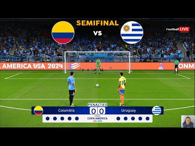 Colombia vs Uruguay - Penalty Shootout | SemiFinal Copa America 2024 | Nunez vs James | PES Gameplay