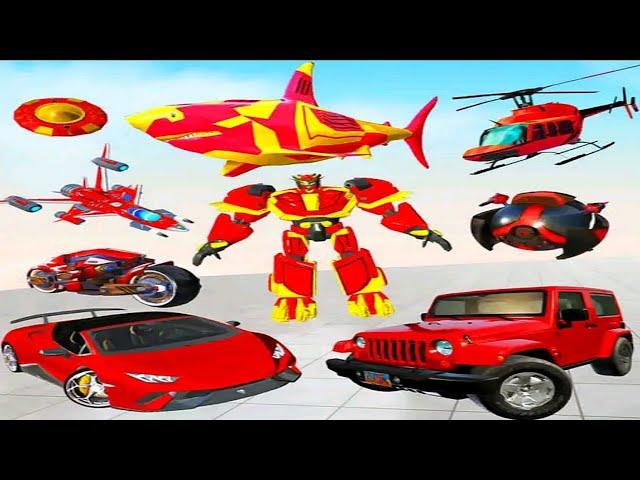 Grand Shark Robot Car Ufo Drone Robot Transform Game 2021 - Android Gameplay