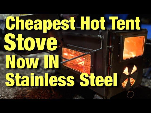 Cheapest Hot Tent Stove On Amazon now in Stainless Steel! Canvas Hot Tent Tarp
