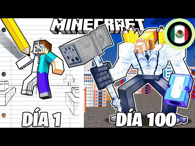 ¡Sobreviví 100 DÍAS como un HOMBRE-LÁPIZ Minecraft HARDCORE!