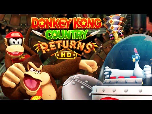 Donkey Kong Country Returns HD - World 7: Factory - No Damage 100% Walkthrough