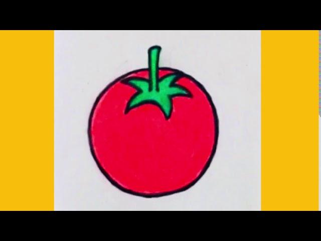 How to draw a tomato step by step|easy tomato drawing|vegetable drawing