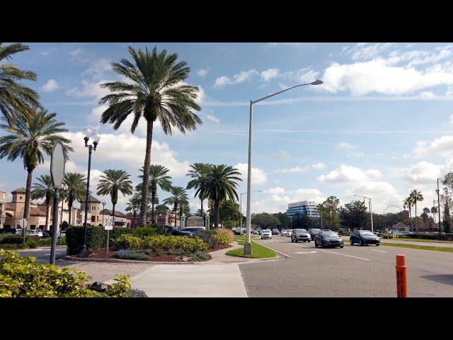 Orlando Suburb Walk: Sand Lake's Restaurant Row in Doctor Phillips · Florida USA 4K