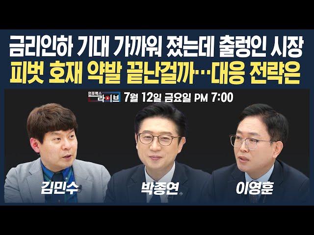 [19 생방송] 금리인하 기대 가까워졌는데 출렁인 시장...피벗 호재 약발 끝났나? 대응 전략은(박종연, 김민수, 이영훈) | 인포맥스라이브 240712