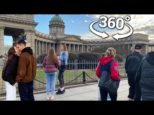 360° VR HAPPY RUSSIAN PEOPLE  Walking St. Petersburg Nevsky Prospekt - ⁴ᴷ