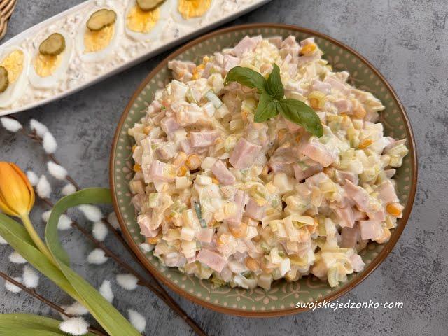 Salad with leek and ham, perfect for any occasion, simple ingredients, delicious salad #salad