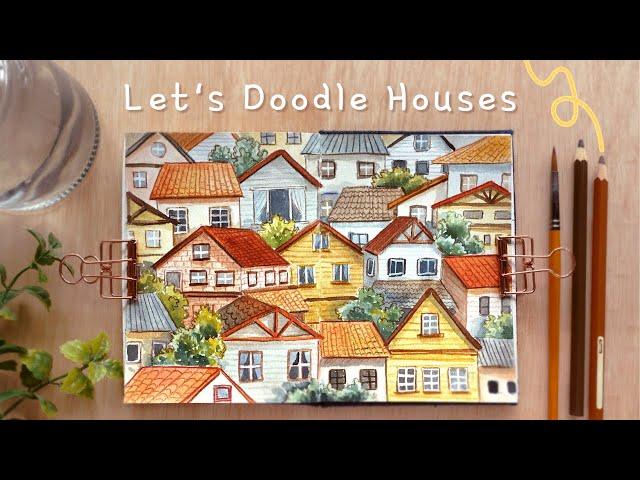 Let's Doodle Houses Step by Step with Watercolors