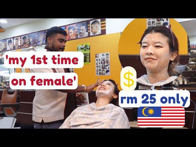 trying face massage at an Indian barber shop in Malaysia Brickfields | cheapest face massage