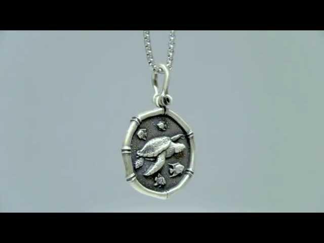 Guy Harvey Jewelry Turtle Necklace Sterling Silver with Box Chain