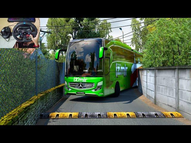 Smooth Bus Driving through Extreme narrow roads of indonesia | #ets2 | Logitech G29 Setup