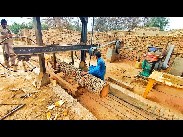 Incredible Process of Making Roof Girders from Date Tree Wood Using Trala Machine