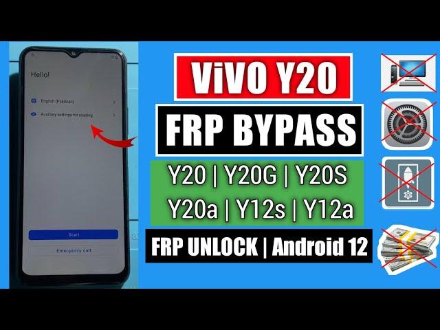 Vivo Y20 FRP Bypass Andriod 12 | Vivo Y20/Y20G/Y20s/Y20a Google Account Unlock Without Pc