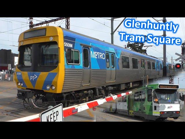 Trains & Trams at the Glenhuntly Tram Square - Melbourne Transport