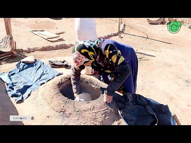 Nomadic village life: smoothing watermelon seeds Iranian village family life