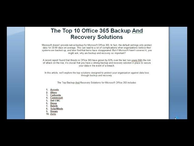 The Top 10 Office 365 Backup And Recovery Solutions | Samidul Tech