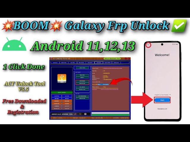 BOOMAll Galaxy 1 Click Frp Bypass Done /Samsung Android 11,12,13 Frp Unlock Free Tool 2024