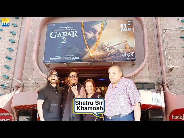 Paps Call Shatru Sir 'KHAMOSH' to Shatrughan Sinha, Poonam, Luv watch Gadar 2 at Gaiety Galaxy