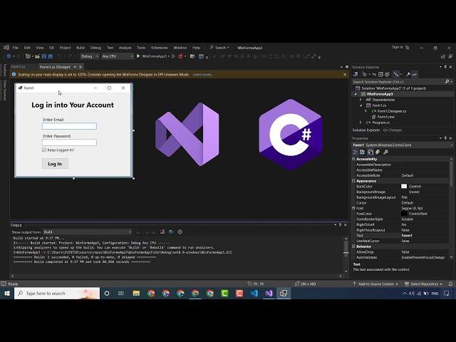 Create Your First C# .NET Windows Forms Application Using Visual Studio - 2024