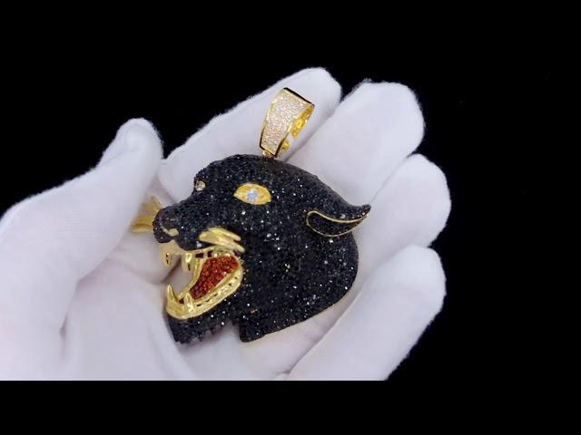 Black Panther VVS CZ Hip Hop Gold Bling Bling Pendant | 3D Iced Out Jewelry