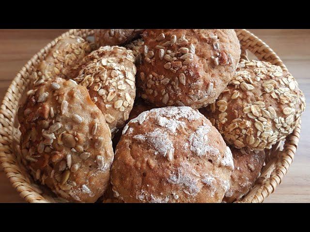 Beste hausgemachte vollkornbrötchen selber backen خبيزات من القمح الكامل صحي whol-grain bread rolls