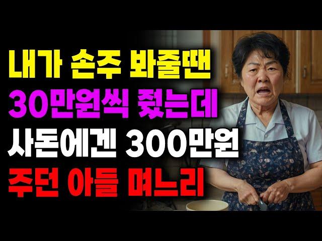 "급 차이가 있는데 당연하지" 내가 손주 봐줄땐 30만원씩 줬는데 사돈에겐 300만원 주던 아들 며느리 | 사연라디오 | 사연 | 노후 | 오디오북 | 인생이야기 | 부모자식 |