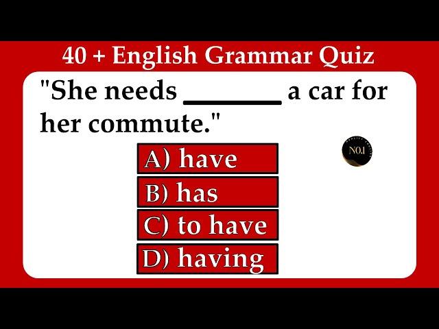 40 + English Grammar Quiz | All 12 Tenses Mixed test | Test your English | No.1 Quality English