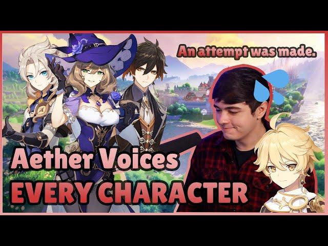 Aether's Voice Actor Tries to Voice Every Genshin Impact Character | Genshin Impact